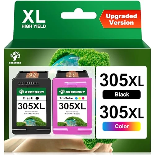 GREENSKY 305 XL multipack compatibel met HP 305 zwart en kleur 305XL inktcartridges met HP Deskjet 2710 2710e 2720 2820e Deskjet Plus 4110 4120 4130 Envy 6020e 6022 6022e 6030 6030e Envy Plus 6020e