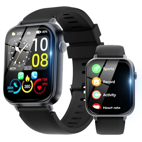 Limitiertes Angebot: Smartwatch Herren Damen, 1,85" HD Touchscreen Smart Watch mit Telefonfunktion, 100+ Sportmodi Sportuhr, IP68 Wasserdicht Fitnessuhr, mit Schrittzähler/Herzfrequenzmonitor/Schlafmonitor, Schwarz von 129.99 EUR auf 19.99 EUR (Spare 85%)