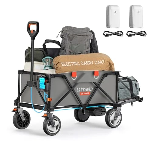 Oferta limitada: Litheli Carretilla eléctrica Plegable, Carro de Mano Plegable con Frenos, 200 L, 60 kg, Carro Plegable Adecuado para Camping, jardín, Playa, Compras (Gris, 2 baterías) de 259.99 € a 259.99 € (ahorro 0.00%)