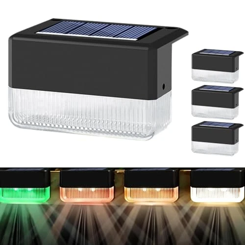 Offerta a tempo: GT HITGX Luci Solari da Giardino, 4 Pezzi LED Luce Solare Esterno 3 Modalità Impermeabile Lampade per Esterni Scale Recinzioni Patio Terra Decorazione Bianco Caldo/RGB - 15% da 19.99 € a 16.99 €