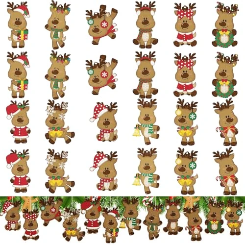 Offre limitee: EnixwH 24 Pièces Pendentif Noel, Sapin en Bois à Décorer Élan Créatif, Noel Decoration Fixation Murale, Décoration Sapin Naturel Pendentif pour Poignées Porte Murs Cheminée Fenêtres de 10.99 EUR a 8.99 EUR (economie 18%)