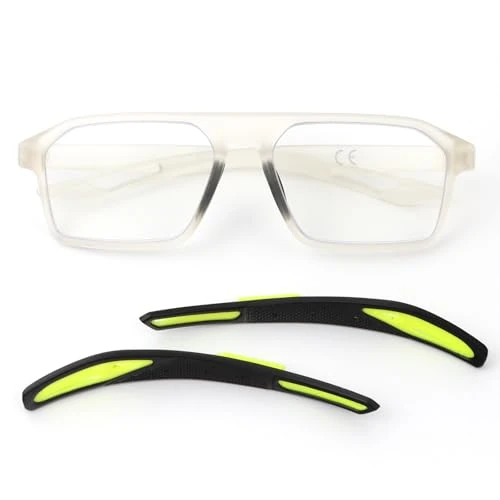 Offerta a tempo: KoKoBin Occhiali da lettura regolabili per uomo e donna, alla moda e sportivi Anti-luce blu Occhiali (Trasparente, 3.5, x) - 38% da 12.99 € a 8.08 €