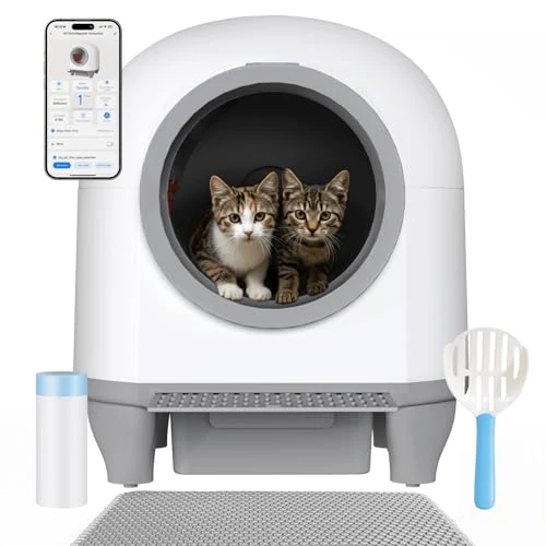 Devoko 90L Self cleaning cat litter tray,APP Control,6 safety sensors,Easy Clean litter robot,Extra Large litter boxes for Multiple Cats,Anti-pinch Smart Robot,Automatic cat litter tray for Multi-Cats