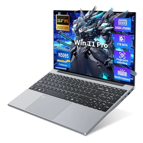 Offerta a tempo: Xrenbuw Notebook Win 11, 15,6 Pollici PC Portatile 16GB RAM 1TB SSD, Celeron N5095 CPU, Webcam+BT4.2+USB3.0, Laptop Digitale Tastiera Retroilluminata/Sblocco Impronta Digitale, 180° Flip IPS Schermo - 27% da 359.99 € a 263.99 €