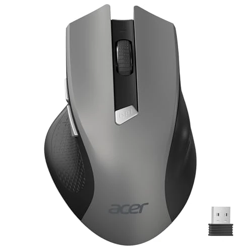 Offerta a tempo: Acer Mouse Wireless Ergonomico, mouse computer ottico USB senza fili, 2,4 GHz con ricevitore mini USB, 1600 DPI regolabile, 6 pulsanti, compatibile con PC/Mac/Laptop/Chromebook - 10% da 15.99 € a 14.43 €