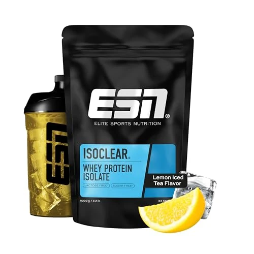 Offerta a tempo: ESN Isoclear Proteine Isolate del Siero di Latte in Polvere, Té Freddo al Limone, 1000 g, Proteinlimo con gusto delizioso alla frutta, siero di latte chiaro - made in Germany - 25% da 52.90 € a 39.79 €