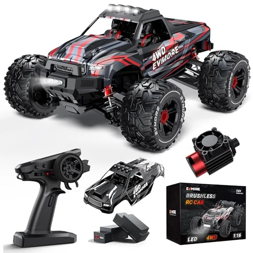Tijdelijke aanbieding: Evmore 1:16 op afstand bestuurde auto, 55 km/u, RC truck, 4x4 offroad terreinwagen, IPX4 waterdichte drift racewagen, high-speed speelgoed voor kinderen en volwassenen van 100.05 EUR naar 100.05 EUR (korting 0%)