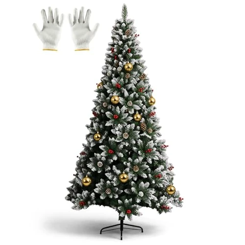 Oferta ograniczona: Sztuczna choinka 1,8 m z 800 gałęziami, 27 szyszek jodłowych, 27 czerwonych jagód, 6 złotych kulek, w zestawie rękawiczki, żelazna rama, łatwy i stabilny montaż z 39.99 EUR na 39.99 EUR (znizka 0%)