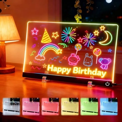 Zeitlich begrenztes Angebot: LED Notiztafel mit Farben, 30x20cm Transparente Acryl Maltafel, mit 7 Farben Stift, Abwischbare Leuchtende LED Nachrichtentafel, Schreibtafel für Schreibtisch, Büro, Schule und Zuhause von 6.99 € auf 5.99 € (14% Rabatt)