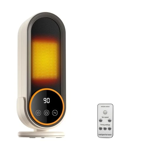 Journeyside Radiateur D'appoint 1200W, Chauffage Céramique PTC, Chauffage Rapide 3s, Minuterie 30/60/90 Minutes,Radiateur Soufflant avec Télécommande,Protection Anti-surchauffe et Anti-basculement