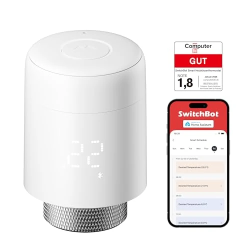 SwitchBot Smart Heizkörperthermostat, Bluetooth-Thermostat mit App-Streuerung&Zeitplanung, Energieseinparung, Einfache Installation, kompatibel mit Alexa, Apple Home&Home Assistant (Hub Erforderlich)