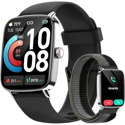 Limitiertes Angebot: Smartwatch Herren Damen mit Telefonfunktion,1.85" HD Uhren mit Herzfrequenz Schlafmonitor SpO2 Schrittzähler,110+ Sportmodi Fitnessuhr,IP68 wasserdichte Smart Watch Kompatibel für iOS/Samsung/Android von 89.99 EUR auf 59.99 EUR (Spare 33%)
