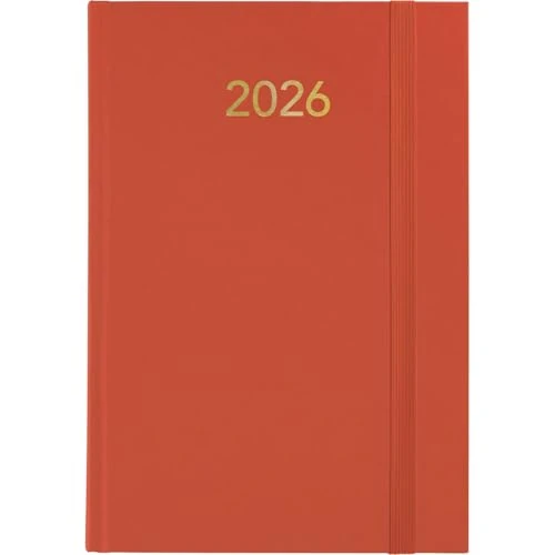 Tijdelijke aanbieding: Grafoplas - Jaarplanner 2026, dagoverzicht, Florence, oranje, 14,5 x 21 cm, gevoerde vinylhoes, verticale sluiting, leespunt, jaarlijks, perfect voor kantoororganisatie van 9.91 € naar 9.91 € (0.00% korting)
