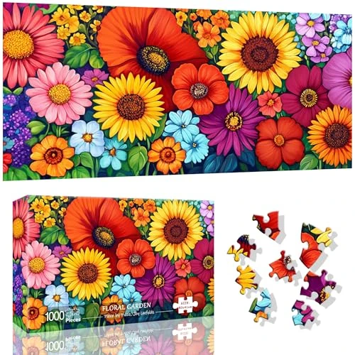 VAIIEYO Blumen Puzzle 1000 Teile, Puzzle Erwachsene Sonnenblumen, Kreative Unterhaltung, Spaß, Geschicklichkeitsspiel für die Ganze Familie, für Erwachsene und Kinder ab 14 Jahren, Schöne Geschenkidee