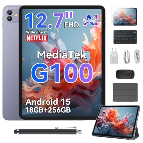 Blackview Link 8 Tablette 13 Pouces avec Clavier, Android 15 Tablette Tactile avec Stylet, Gemini AI MediaTek G100, 18Go RAM+256Go ROM 8400mAh, 2K+ FHD, Mode PC, Widevine L1, Face ID, 16MP+13MP, GPS