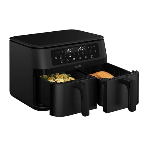 Offerta a tempo: Haier I-Master Series 3 Friggitrice ad Aria Doppio Cassetto 11 Litri, 3000W, 8 Programmi Automatici, Funzione Sync, Controllo Touch, Temperatura 60-200°C, App hOn, Nero HAF3AD 011 - 17% da 120.95 € a 99.99 €