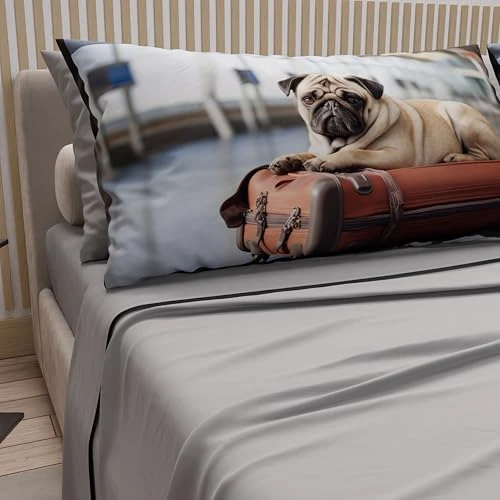Offerta a tempo: PETTI Artigiani Italiani - Lenzuola Animali con Cani in Cotone con Federe in Stampa Digitale, Lenzuola Una Piazza e Mezza Francese, Completo Letto Una Piazza e Mezza Grigio, 100% Made in Italy - 39% da 39.90 € a 24.15 €