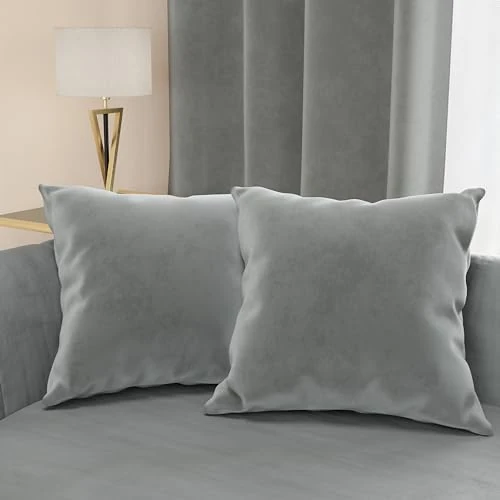 Petti Artigiani Italiani - 2 Kissenbezüge aus Samt mit Füllung, Kissenbezüge für Schlafzimmer, Möbelkissen aus Samt mit verdecktem Reißverschluss, Dunkelgrau, 2 Stück - 35 x 35 cm