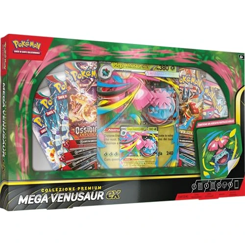 Pokémon: Premium-Kollektion Venusaur-ex vom Pokémon TCG (eine holografische Promokarte, eine riesige Linsen-Promo-Karte und acht Booster-Packs)