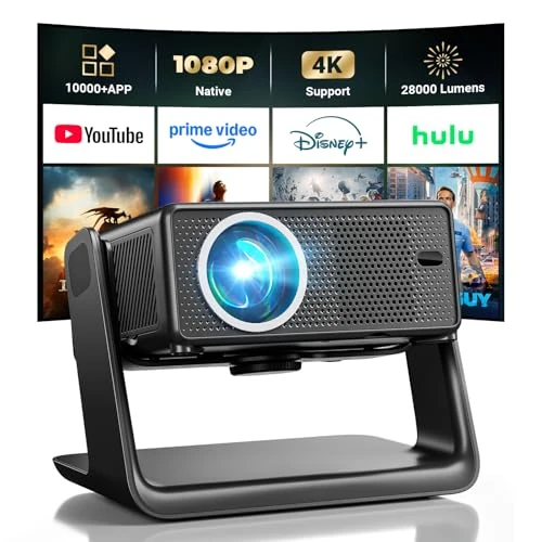 Limitiertes Angebot: 28000 Lumen Smart Beamer, Kompatibel mit Netflix Einyoumily Beamer 1080P, WiFi 6 und Bluetooth, Elektrischer Fokus und 4D Keystone, über 100.000 Apps, Gilt für Heimkino/Outdoor von 259.99 EUR auf 259.99 EUR (Spare 0%)