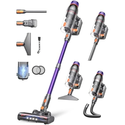 Draadloze stofzuiger, krachtige accustofzuiger met sterke zuigkracht, licht en oplaadbaar, draagbare stofzuiger voor tapijt, harde vloeren, dierenharen, huis en auto