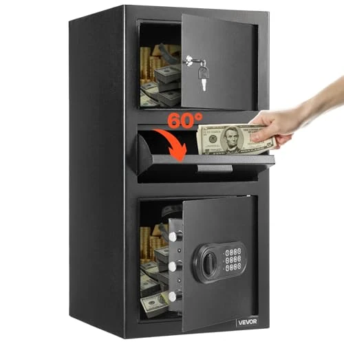 Offerta a tempo: VEVOR Cassaforte a Caduta da ca. 1097 mm Cubi con Ampia Fessura Centro, Cassaforte con Sportello con Tastiera e 3 Livelli e Chiavi di Riserva per Contanti, Ricevute Bancarie e Documenti - 39% da 189.99 € a 115.90 €