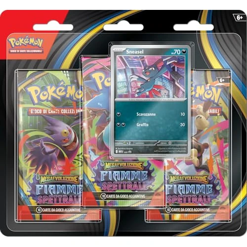 Oferta ograniczona: Pokémon: Trzy torebki (Sneasel) z rozszerzeniem Megaevolution - Straszne płomienie GCC Pokémon (jedna holograficzna karta promocyjna i trzy rozszerzenia) z 17.99 EUR na 17.99 EUR (znizka 0%)