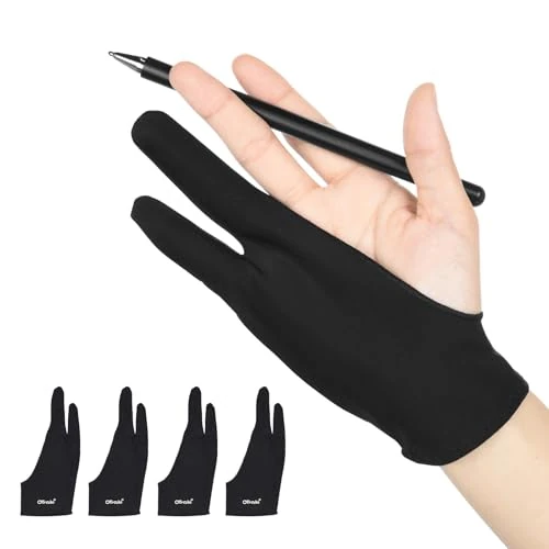 Zeitlich begrenztes Angebot: OTraki 4 Stück Zeichenhandschuh Antifouling Handschuh für Grafiktablett, Artist Drawing Glove Elastisch Zeichnen KünstlerHandschuh Zwei Finger Handschuh für Grafiktablett Graphics Tablet(M-7.7X20.5cm) von 6.59 € auf 5.60 € (15