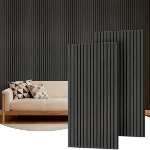 Limited-time offer: TONOR Wooden Acoustic Wall Panels, 2 Pack 120 x 60 cm (1,44m²) Wood Panels for Walls as Sound Proofing Panels, Slat Wood Panelling for Decorative Wall Panels, Living Room, Bedroom, Office, Black from 59.99 £ to 49.99 £ (save 17%)