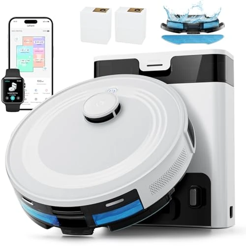 Lefant M2 Pro Robot Vacuum Cleaner 6000Pa with Automatic Dust-Draining Station, Laser Navigation with Mapping, Personalized Cleaning, Obstacle Avoidance PSD, Ideal for Pet Hair
