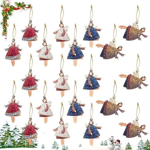 Pack of 20 Small Angel Pendants (Wood)