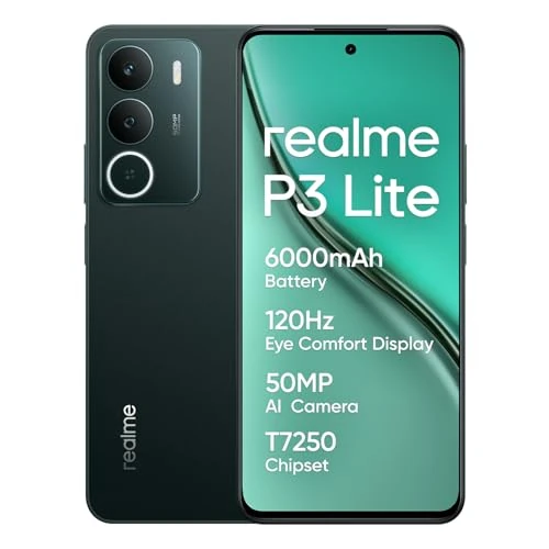 Offerta a tempo: realme P3 lite, Smartphone,Verde, 8+256 GB, display Eye Comfort da 120 Hz, batteria da 6000 mAh, chipset T7250, fotocamera AI da 50 MP, ricarica da 15 W (senza adattatore) - 12% da 159.99 € a 141.35 €