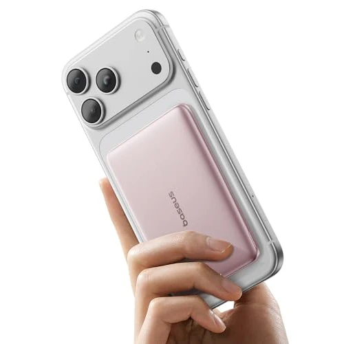Tijdelijke aanbieding: Baseus Picogo AM41 Power Bank, Ultra Slim 5000 mAh Magsafe Powerbank, PD 20 W snel opladen, draagbaar, mini draadloze magnetische externe batterij met USB C-kabel voor iPhone 16/15/14/13/12, Roze van 39.67 € naar 39.67 € (0.00% kort
