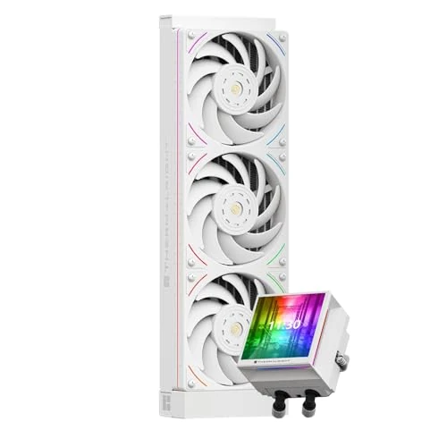 Offerta a tempo: TR-Thermalright Hyper Vision 360 UB ARGB Bianco Liquido Raffreddatore per CPU, Schermo LCD IPS da 3,95'' con Risoluzione 480x480 - Magnetico, Raffreddatore da 360mm, per AM4/AM5, LGA1851/1700/115x - 10% da 101.58 € a 91.37 €