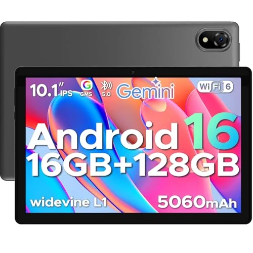 DOOGEE U10 Android 16 Tablet 10 inch Gemini AI, 16 GB (4 + 12) RAM + 128 GB/2 TB TF, WiFi 6, 1280 x 800 IPS HD, 5060 mAh, 8 MP + 5 MP, tablet aanbieding Widevine L1/BT5.0/OTG, grijs