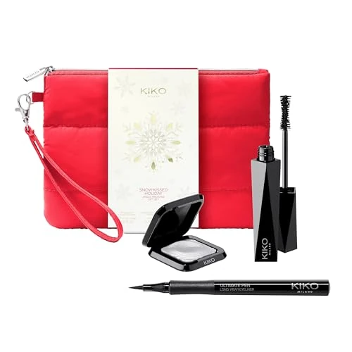 Offerta a tempo: KIKO Milano Snow-Kissed Holiday Jingle Trio Eyes Gift Set, Gift Set Occhi: Mascara Effetto Volume, Eyeliner In Penna E Ombretto Metallico - 43% da 23.61 € a 13.50 €