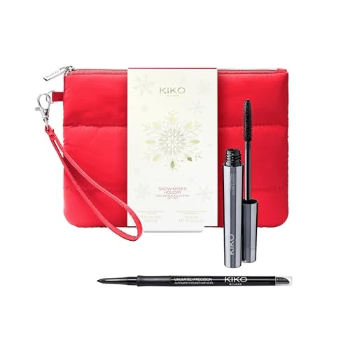 KIKO Milano Snow-Kissed Holiday Skiglam Black Duo Eyes Gift Set, Coffret Cadeau Yeux: Mascara Effet Volumateur Et Allongeant Et Crayon Eye-Liner