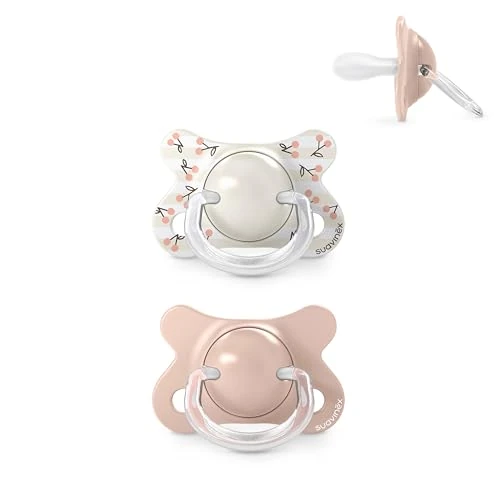 Suavinex, Confezione da 2 Ciucci per Neonati e Bambini Piccoli, Taglia Speciale Mini -2/2 Mesi, Tettarella in Silicone SX Pro Simmetrica e Flessibile, Rispetta lo Sviluppo Orale, Birdies Rosa