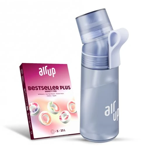 Offerta a tempo: AIR UP Bottiglia Twist Pro Starter Set originale, con baccelli in 5 sapori, borraccia da 600 ml, senza zucchero, lavabile in lavastoviglie e senza BPA | Blueberry - 0.00% da 49.99 € a 49.99 €