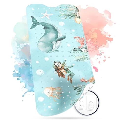 Offerta a tempo: SilverRack - Tappetino da bagno antiscivolo per bambini [100x40cm] - Tappetino antiscivolo per vasca da bagno senza BPA - Tappetino da bagno per bambini - per neonati e bambini - Balena sottomarino - 32.67% da 19.65 € a 13.23 €