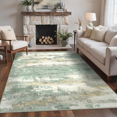 Zeitlich begrenztes Angebot: BEIMO Waschbarer Teppich Wohnzimmer, Abstrakt Design Teppiche Schlafzimmer Kurzflor, Groß Teppiche rutschfest Weiche für Badezimmer Esszimmer Flur, 200x290cm, Grün von 99.99 € auf 84.89 € (15% Rabatt)