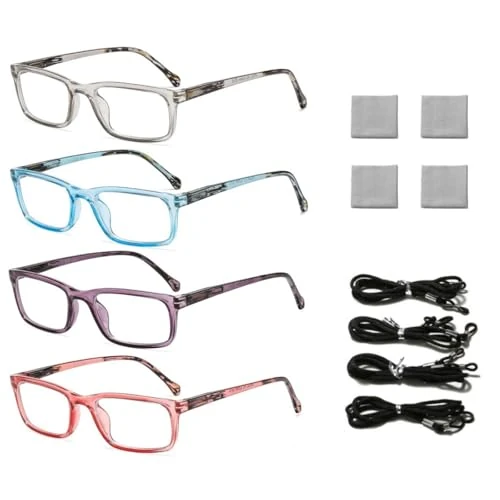 Suertree Occhiali da Lettura Donna Occhiali da Vista Lettori Cerniera a Molla Occhiali per Computer Anti Luce Blu Aiuto visivo +2.5X