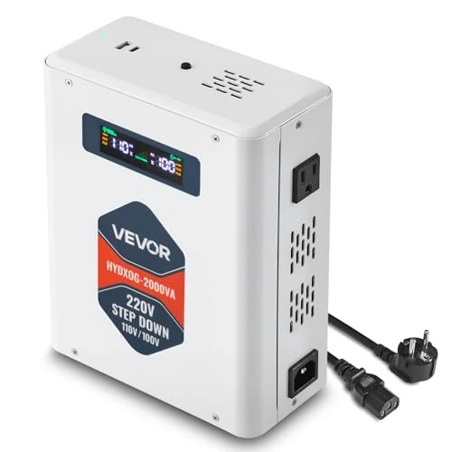 Oferta limitada: VEVOR Convertidor Reductor de Voltaje de 2000 VA, de 220 V a 110 V, de Alta Resistencia, con 2 Tomas de Corriente Estadounidenses, Salida USB, Pantalla LCD, Protección de Temperatura, Blanco de 68.90 € a 64.90 € (ahorro 6%)