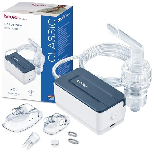 Beurer IH 15 inhalator, do inhalacji przy przeziębieniach i chorobach dróg oddechowych, do nebulizacji leków, mały, lekki, obsługa jednym przyciskiem, idealny na co dzień