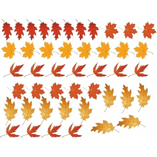 V01 Set mit 40 Fenster-Aufklebern für Fensterscheiben Herbstblätter