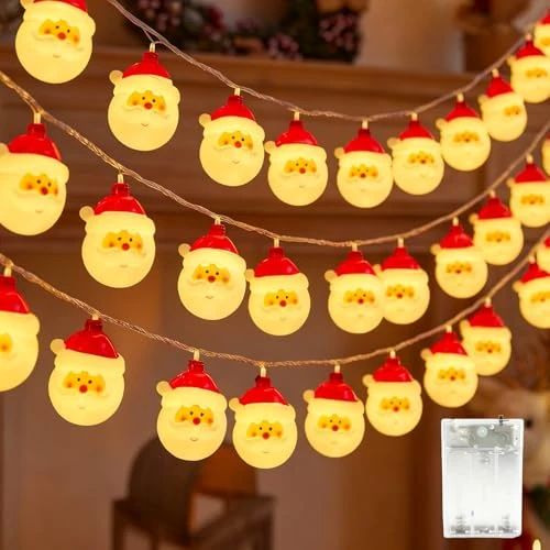 Offerta a tempo: Quintrost Luci Stringa Natale Interni, 3M 20 LED Luci Stringa Babbo Natale 2 Modalità Impermeabile, Catena Luminosa Decorazione per Matrimoni Feste Giardino Esterni, Bianco Caldo - 49% da 14.99 € a 7.69 €