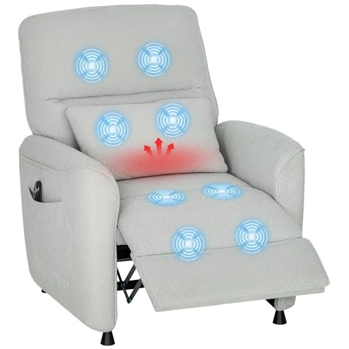 Offre limitée : HOMCOM Fauteuil électrique de Relaxation Chauffant et massant, Silencieux, inclinable à 150°, avec Coussin, Fonction mémoire, 2 télécommandes, Repose-Pieds, Salon, Bureau, Gris Clair de 298.95 € à 247.31 € (17% de remise)