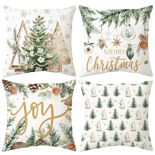 Limited offer: Hianjoo 4 Pieces Christmas Cushion Covers, Soft Decorative Cushion Covers for Christmas Pillows 45 x 45 cm, Christmas Decoration for Sofa Cushions (Forest Style) from 12.99 EUR to 6.50 EUR (save 50%)