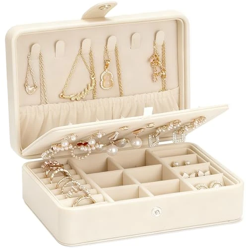 Offre limitée : VINATO Boîte à Bijoux Femme Voyage - Boite a Bijoux pour Colliers, Boucles d'Oreilles & Bagues 16,5x12x5,7cm - Cadeau Élégant de 13.99 € à 13.99 € (0.00% de remise)