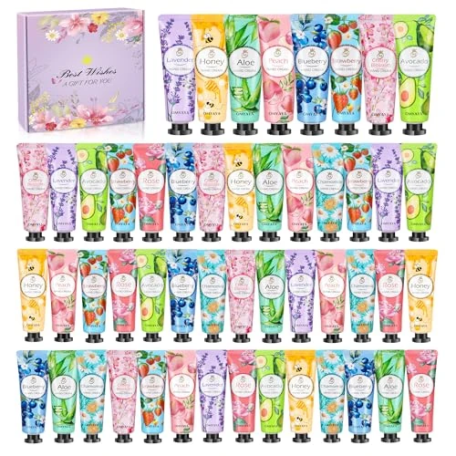 Offerta a tempo: Set Crema Mani Regalo, 50 Mini Crema per le Mani, Creme Idratante per Manis e Piedi Secchi e Screpolati, Set Regalo Natale per Donna Uomini Compleanno San Valentino - 27% da 21.99 € a 16.14 €